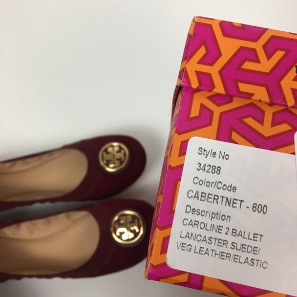NEW Tory Burch Caroline 2 suede Ballet Dark red - Picture 5 of 5